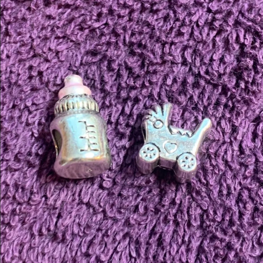 Sterling baby bottle carriage European Charm Set